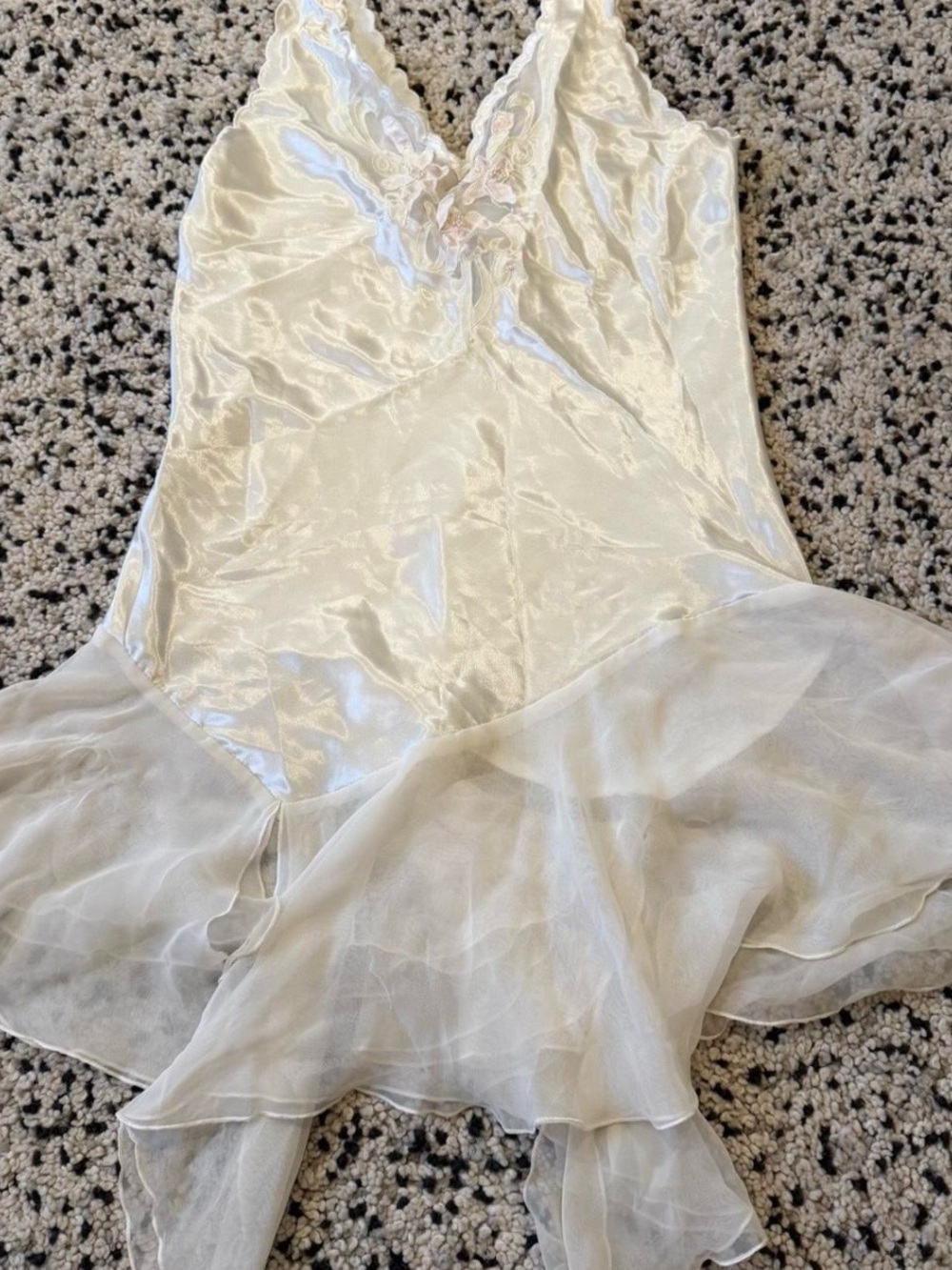 Victoria's Secret Ivory Satin & Chiffon Slip Chemise